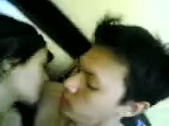 A lustful, untrained, dark-haired Bangladeshi girl kisses her boyfriend and gets shoved